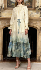 Illeana Meadow Print Long Sleeve Midi Dress