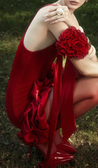Siren Red Chamois Ruffle Mini Dress