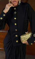 Hikari Empress Ruched Long Sleeve Maxi Dress