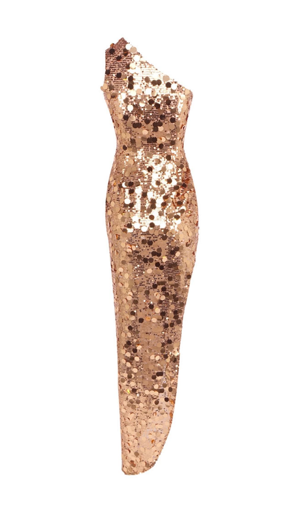 Jorja Dazzling Gold Sequin One-Shoulder Maxi Dress