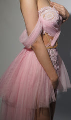 Fiachra Dramatic Black Lace Corset Mesh Maxi Gown