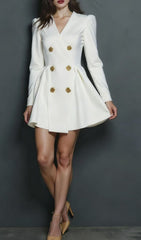 Ilene White Double-Breasted Blazer Mini Dress