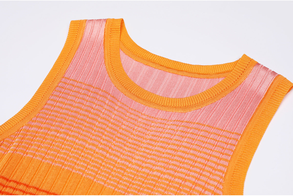 Sunset Ombre Ribbed Knit Maxi Dress