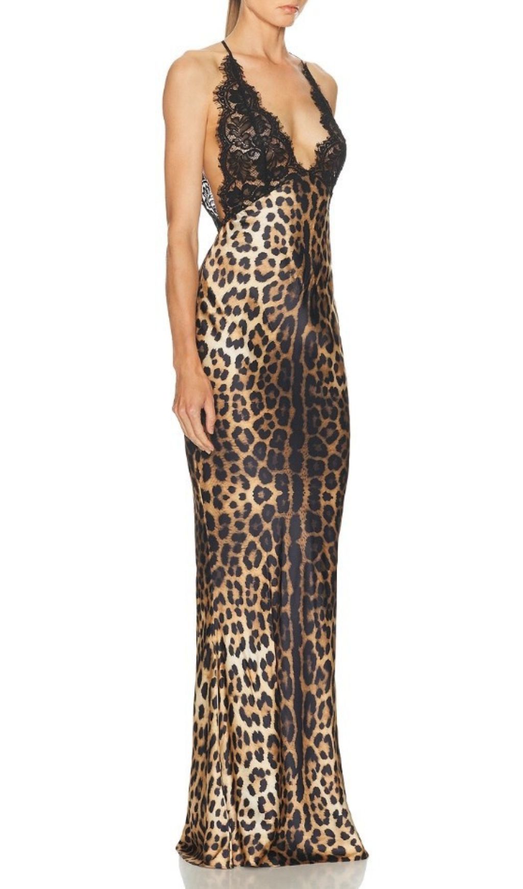 Joelle Halter Lace Leopard Maxi Dress