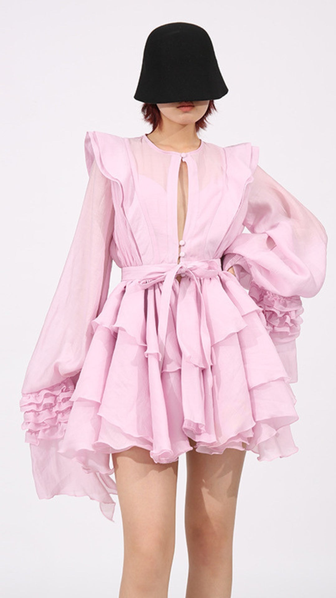 Chic Fleur Pink Tiered Ruffle Mini Dress