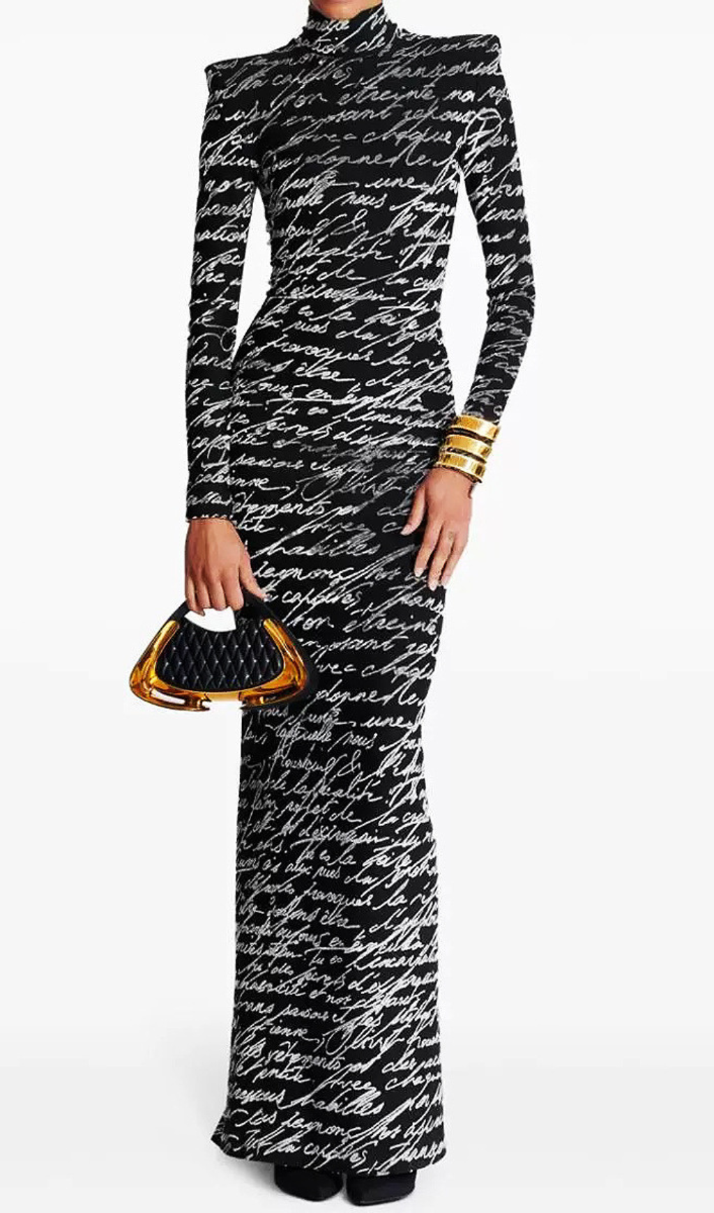Heba Love Letter Script Long Sleeve Maxi Dress