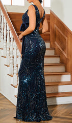 Glamorous V-Neck Sequin Maxi Dress