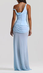 Istas Sky Blue Corset Maxi Gown
