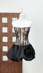 Irene Black Strapless Corset Mini Dress
