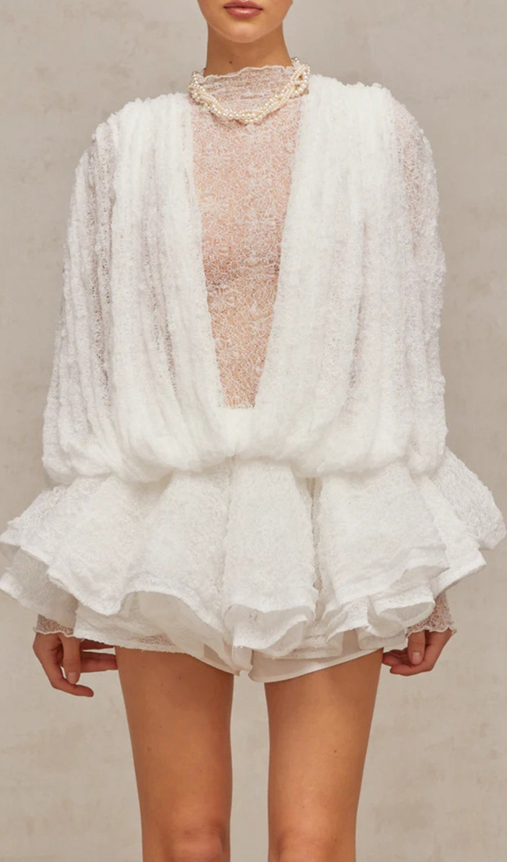 Enchanting White Lace Long Sleeve Maxi Dress