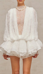 Enchanting White Lace Long Sleeve Maxi Dress