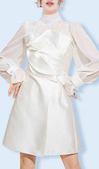 Annica White Mesh Long Sleeve Mini Dress