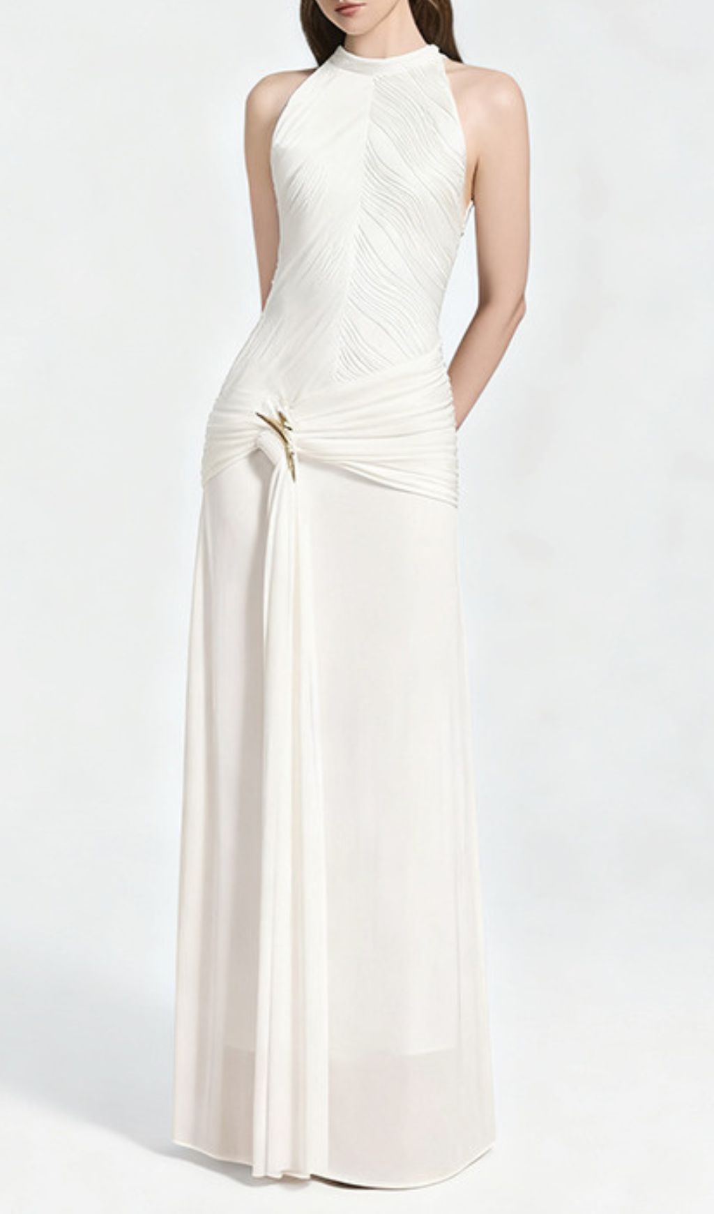 Jára Elegant Halter Neck Knotted Maxi Dress