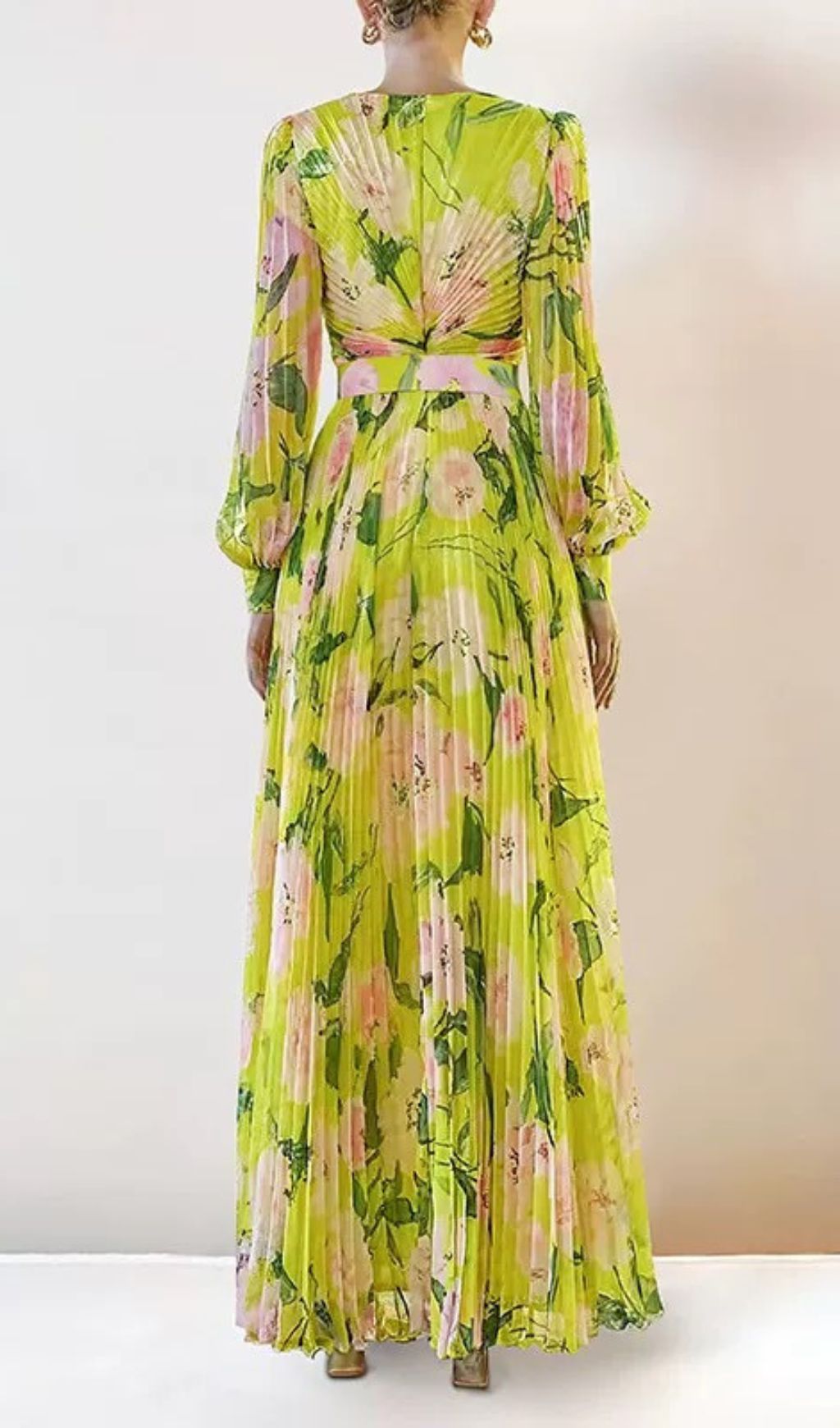 FRIGG Vibrant Pleated Floral Maxi Dress
