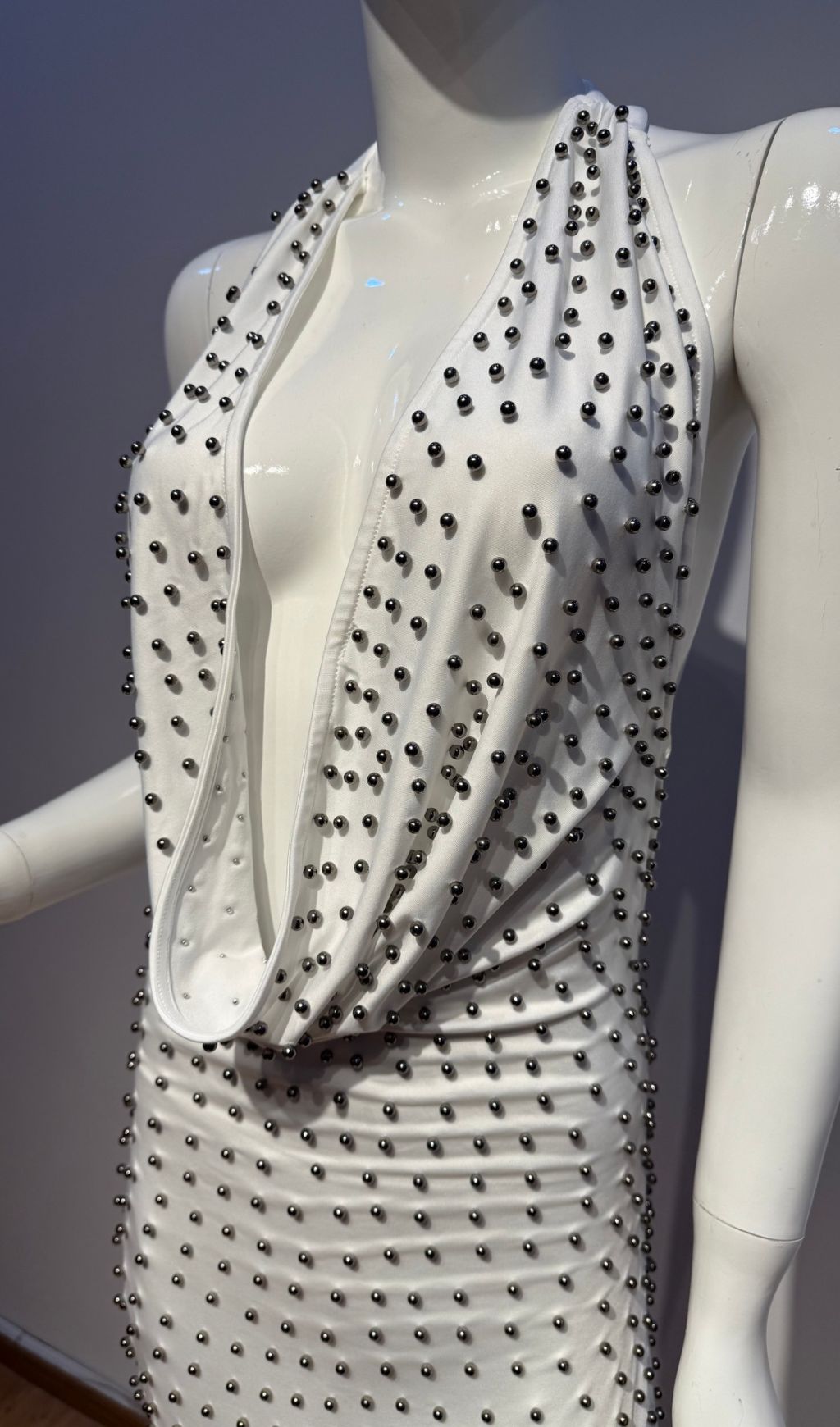 Jahzara Sparkling Halter Beaded Backless Maxi Dress
