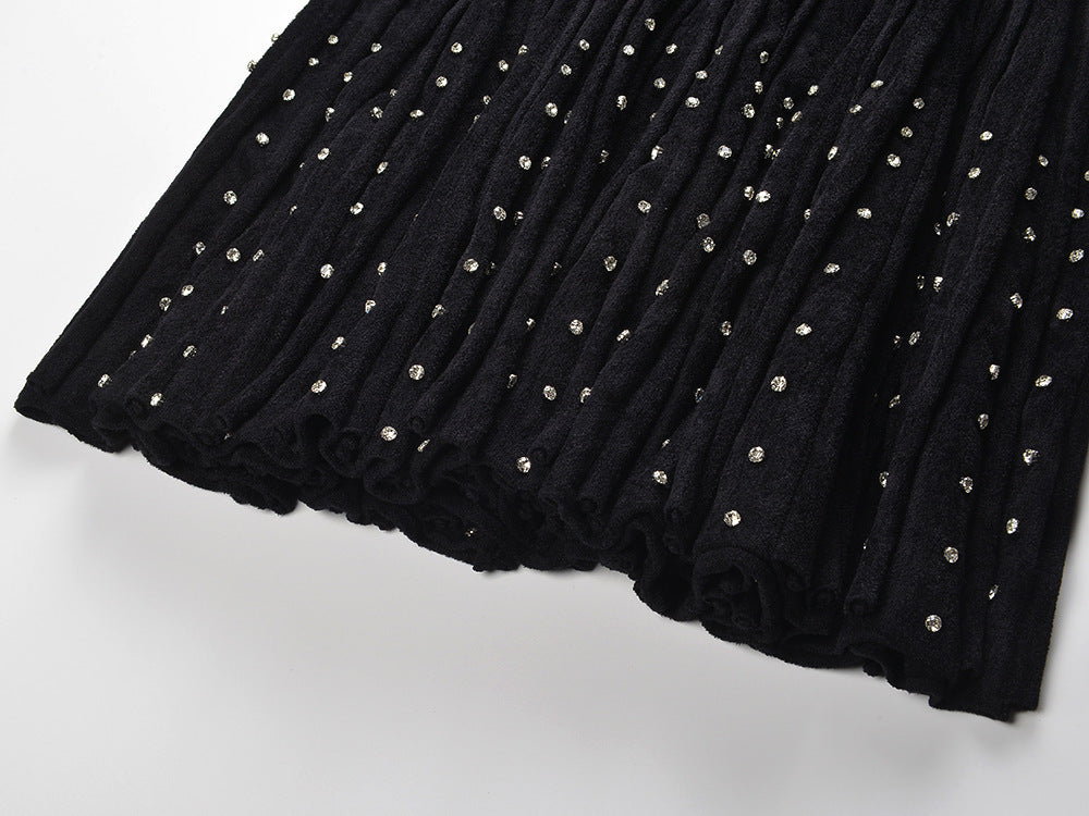 Aureline Crystal-Embellished Black Mini Dress