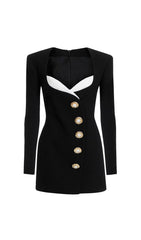 Ghazi Black Luxe Tailored Mini Dress