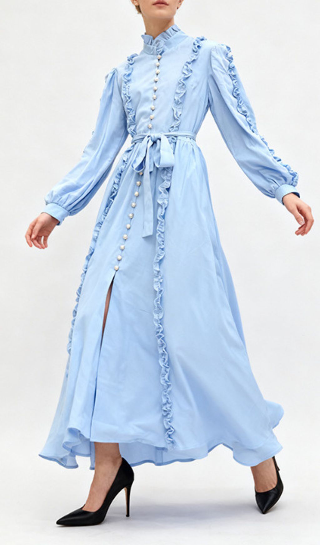 Iria Blue Ruffled Maxi Dress