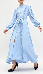 Iria Blue Ruffled Maxi Dress