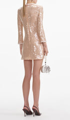 Dazzling Pearl Trim Sequin Mini Dress