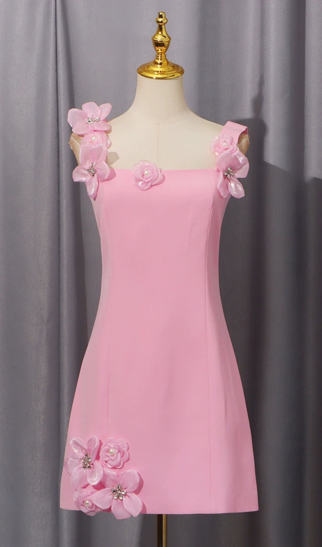 Glison Black 3D Flower Embellished Mini Dress