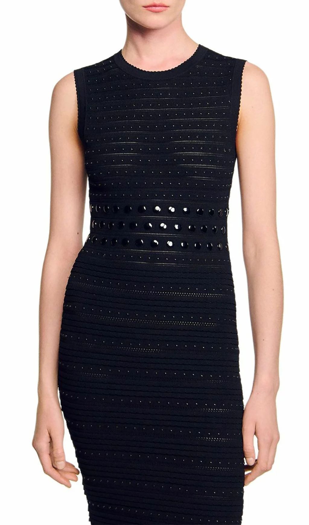 Chic Studded Knit Midi Dress