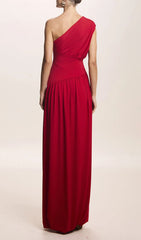 Jordon Red One-Shoulder Maxi Dress