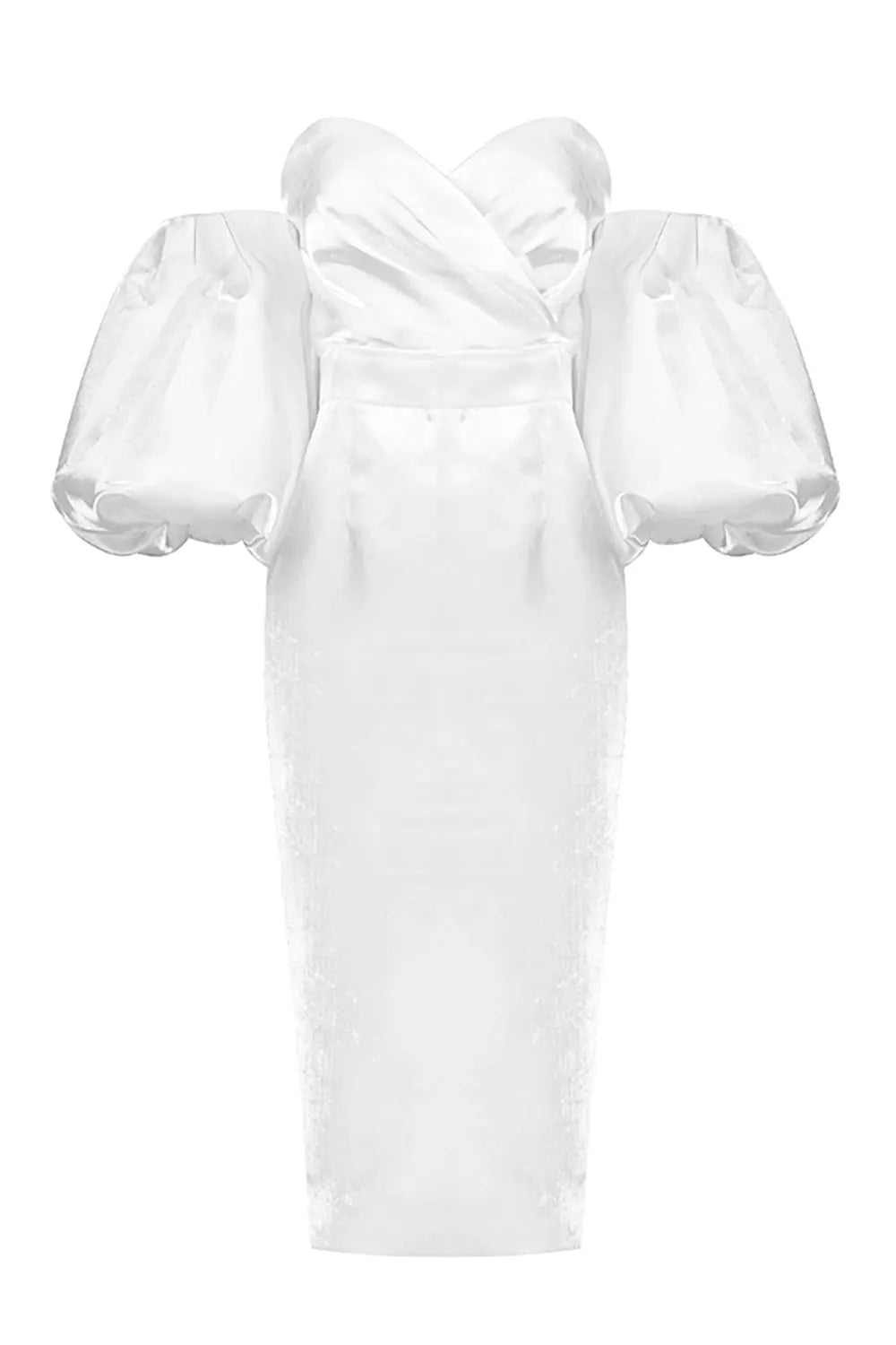 Chic Off-Shoulder Puff Sleeve Midi Dress