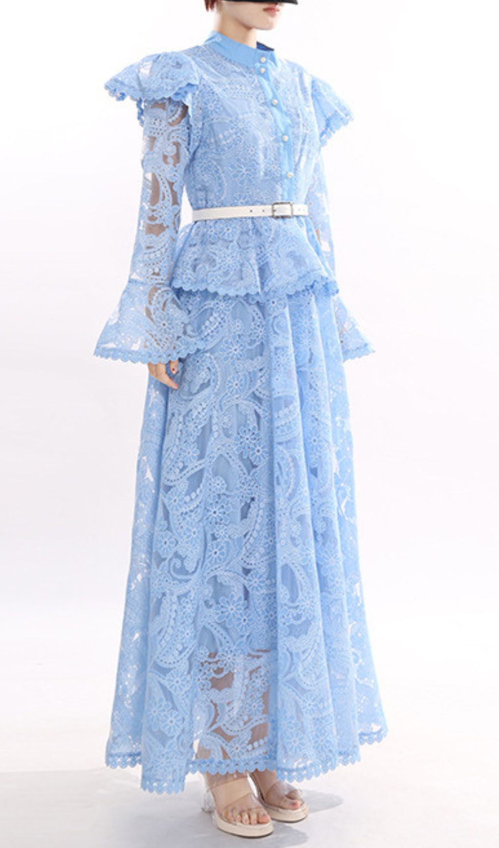 Jereni Blue Lace Maxi Dress for Women