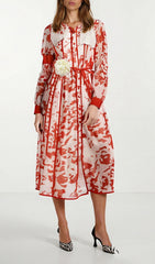 Ffion Abstract Monochrome Belted Midi Shirt Dress