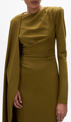 Haley Deep Olive Green Long Sleeve Maxi Dress