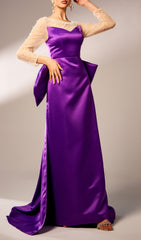 Elegant Purple Satin Maxi Gown