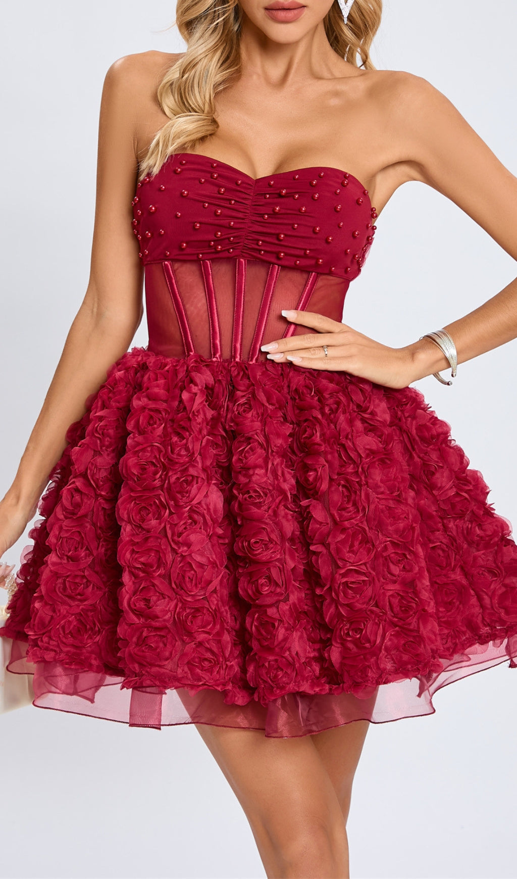 Eustacia Red Strapless Corset Mini Dress