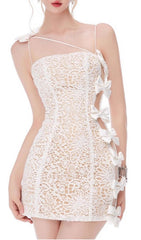 Hartmut White Lace Bow Mini Dress