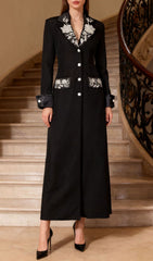 Ilonka Black Floral Beaded Maxi Dress