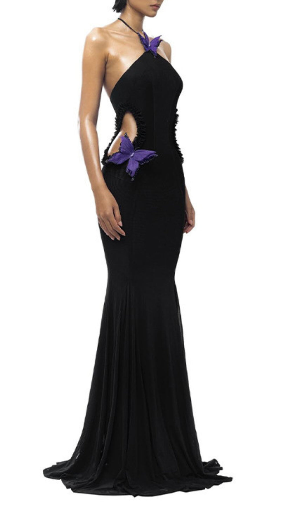 Carina Halter Butterfly Mermaid Maxi Dress