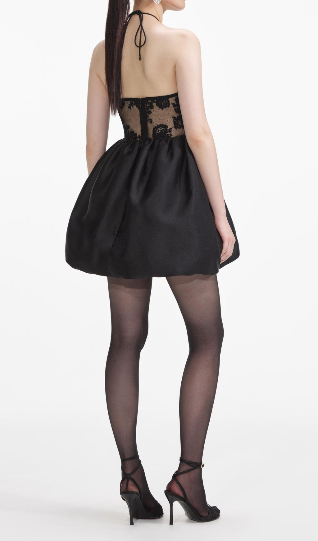Glamorous Black Taffeta Halterneck Mini Dress