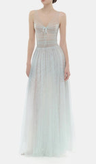 Josie Ethereal Light Blue Mesh Maxi Dress