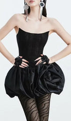 Irene Black Strapless Corset Mini Dress