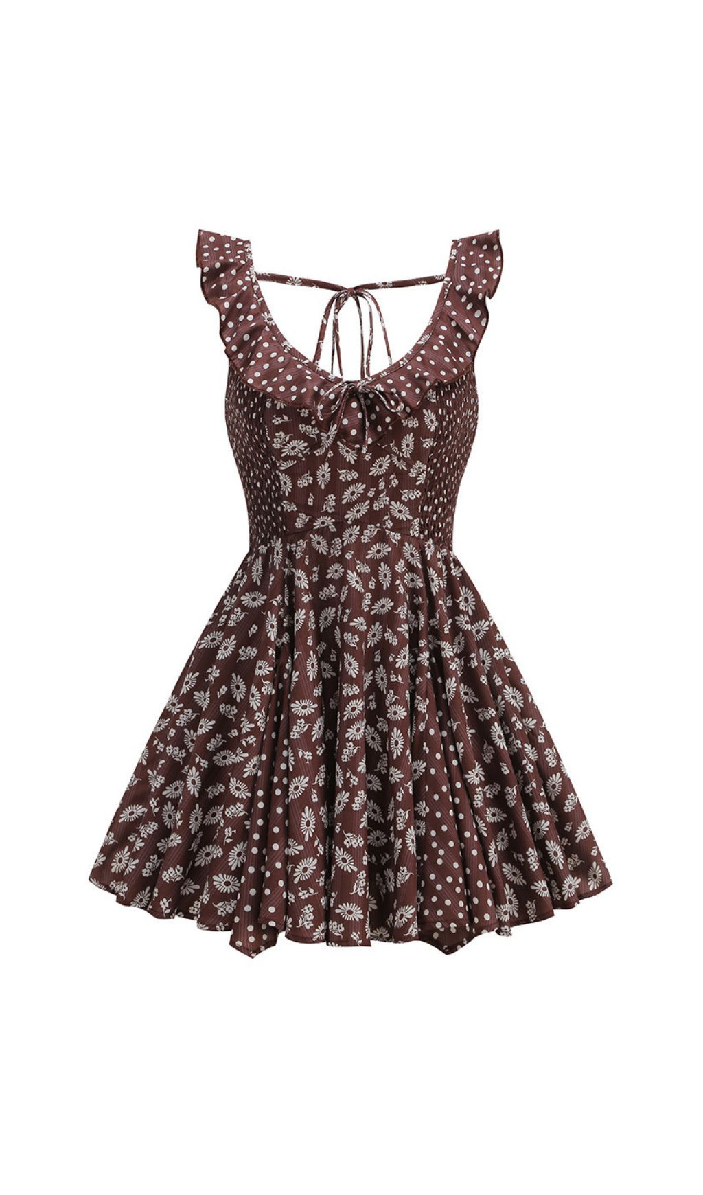 Jalena Coffee Floral Mini Dress