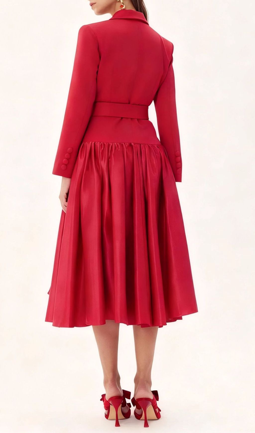Imogen Red Long Sleeve Belted Blazer Dress