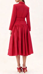 Imogen Red Long Sleeve Belted Blazer Dress