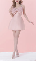Adalgisa Dreamy Pink Statement Bow Mini Dress
