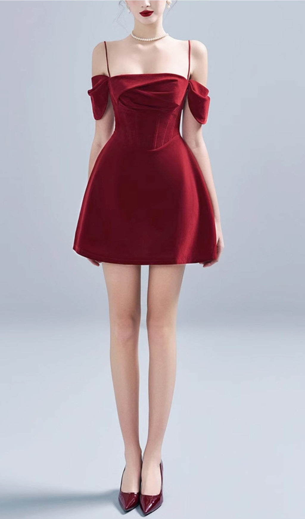 Canice Glamour Red Ruched Corset Mini Dress
