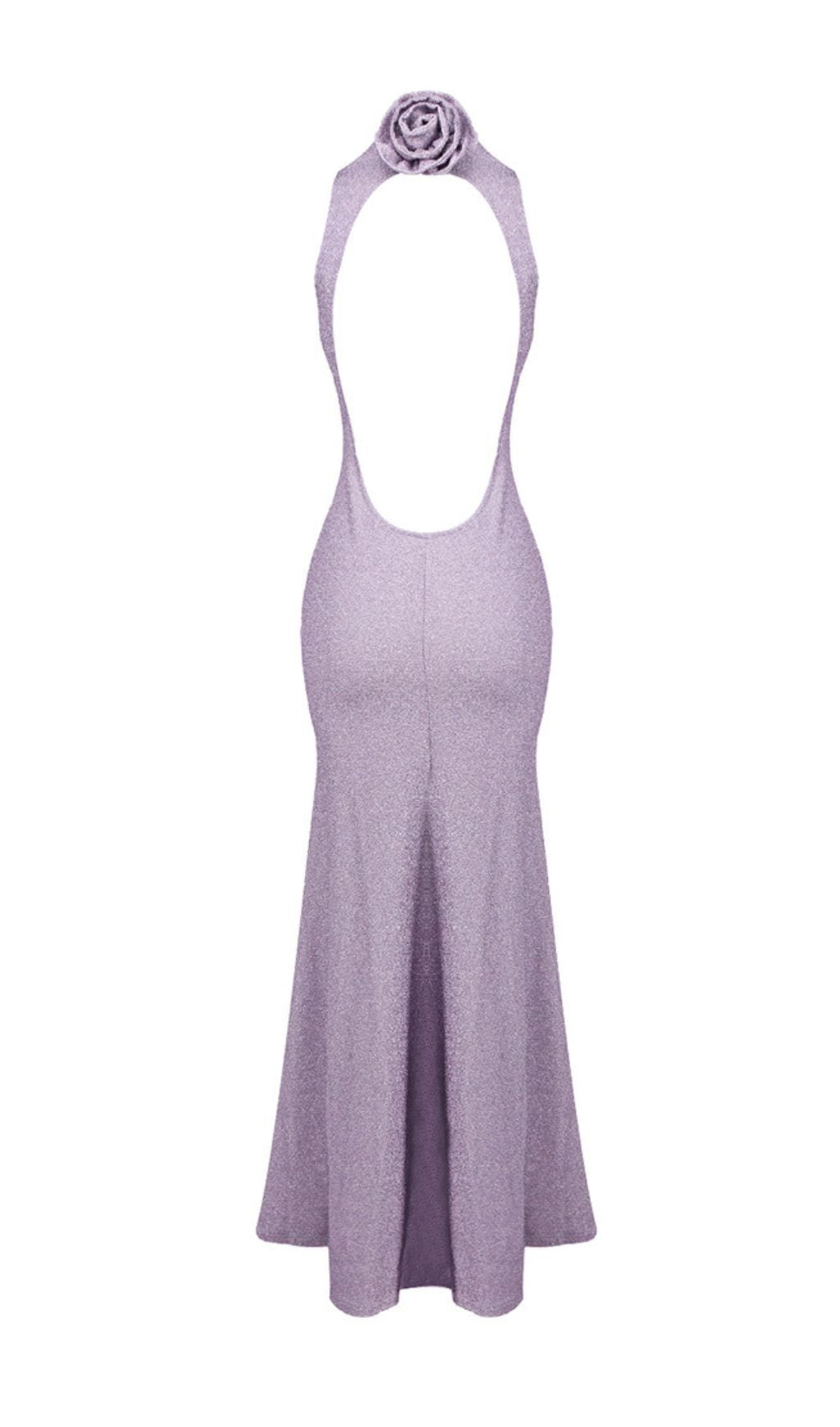 Jaidyn Shimmering Purple Halter Backless Maxi Dress