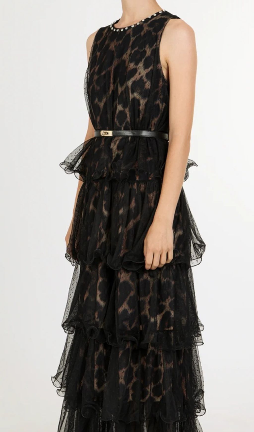 Kaelyn Leopard Mesh Maxi Dress