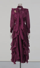 Isono "Enchantress" Purple Ruffled Maxi Gown