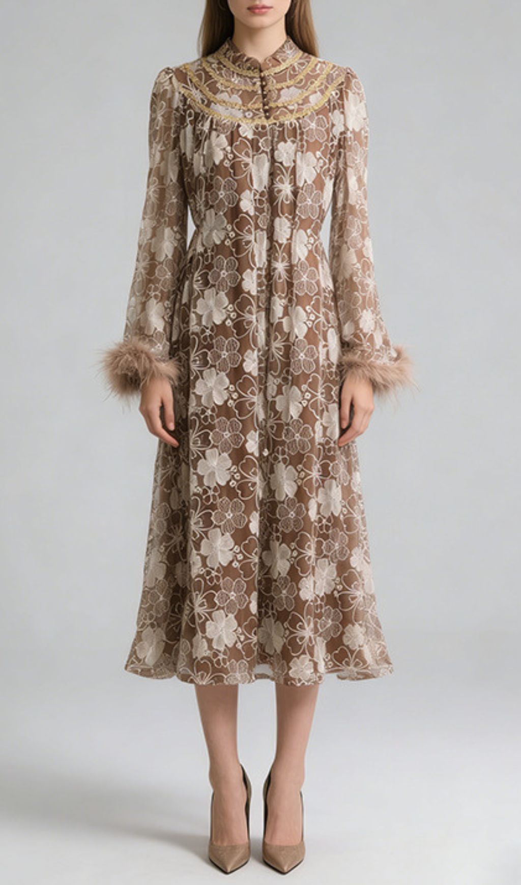 Jenner Floral Lace Midi Dress