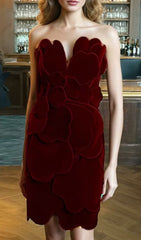 Statement Red Suede Strapless Mini Dress