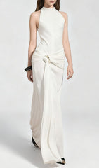 Jára Elegant Halter Neck Knotted Maxi Dress